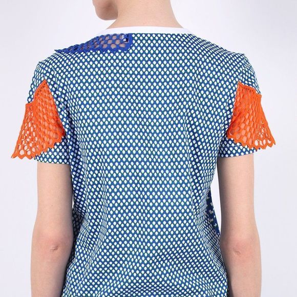 Stella McCartney Multicolored Crewneck T-Shirt w/Mesh Accents. Size XS. EUC - Picture 2 of 9
